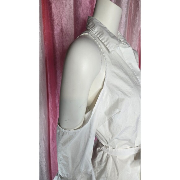 Boston Proper White Crisp Cold Shoulder Flare Sleeve Cotton Blouse Size 12 - Picture 10 of 12